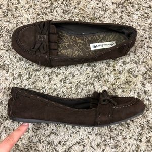 American Eagle Slip On Brown Flats Moccasins EUC